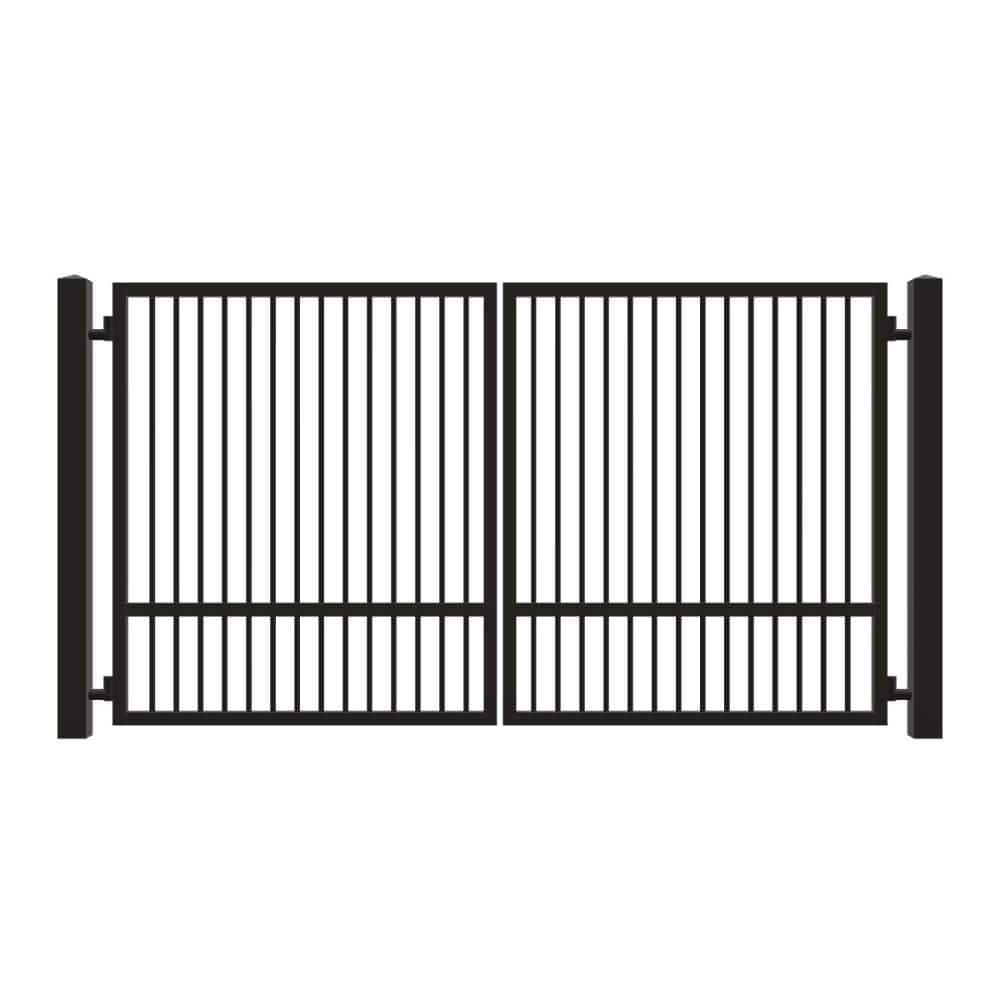 Unbranded Driveway Gate — Swing, Center, Square, Single, Black — 136"W x 72"H (1)