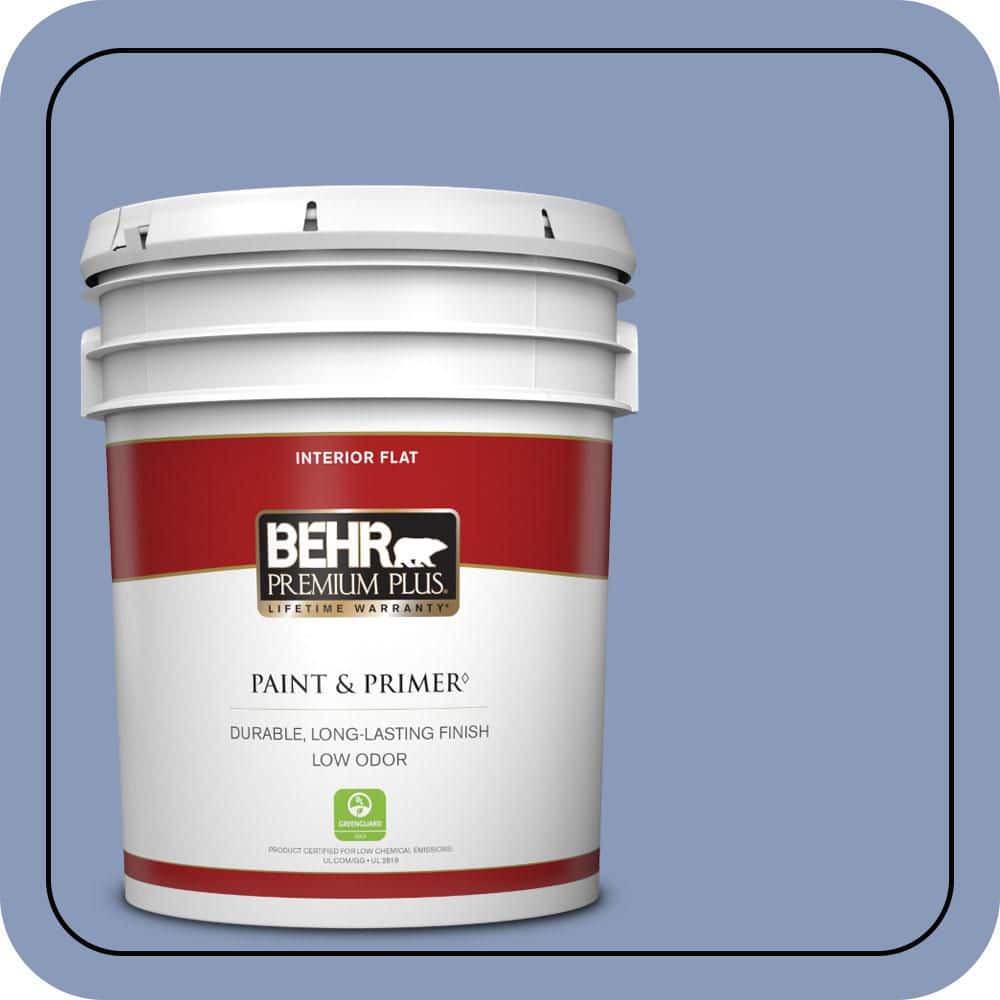 BEHR PREMIUM PLUS 5 gal. #610D-5 Blueberry Popover Flat Low Odor Interior Paint & Primer