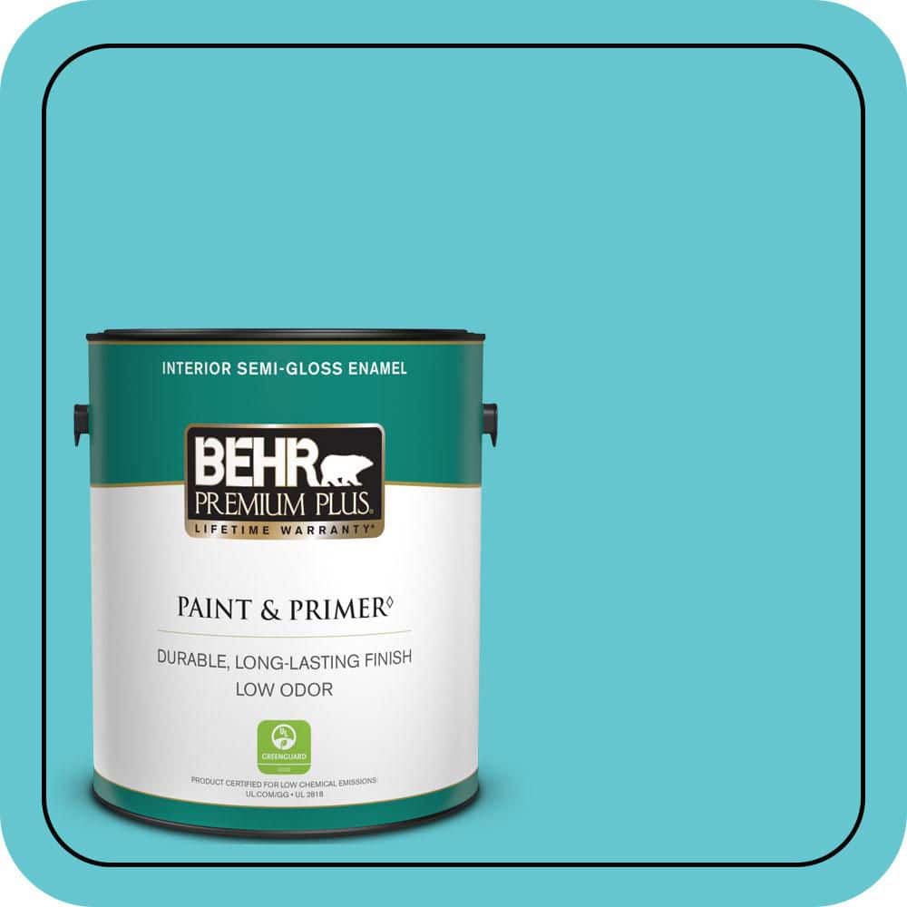 BEHR PREMIUM PLUS 1 gal. #P470-4 Paradise Sky Semi-Gloss Enamel Low Odor Interior Paint & Primer
