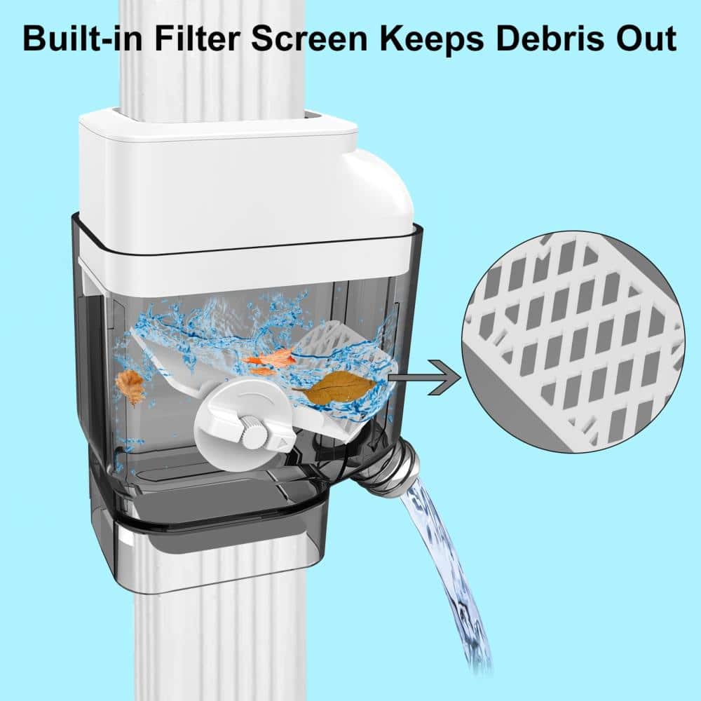Unbranded Gutter Downspout Diverter with Filter Screen Adjustable Valve 4 ft Hose Fits 2 in x 3 in and 3 in x 4 in (3)