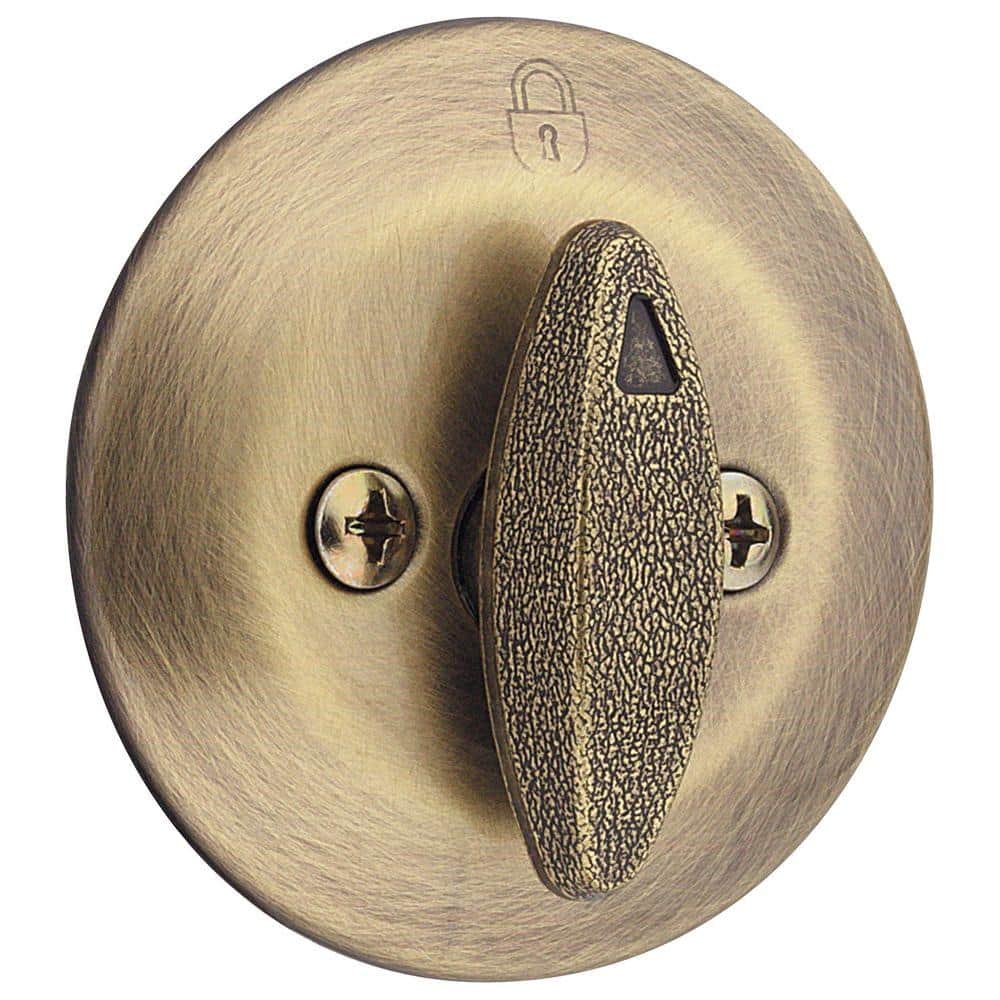 Kwikset 663 Single-Sided Deadbolt in Antique Brass with Microban Antimicrobial Technology