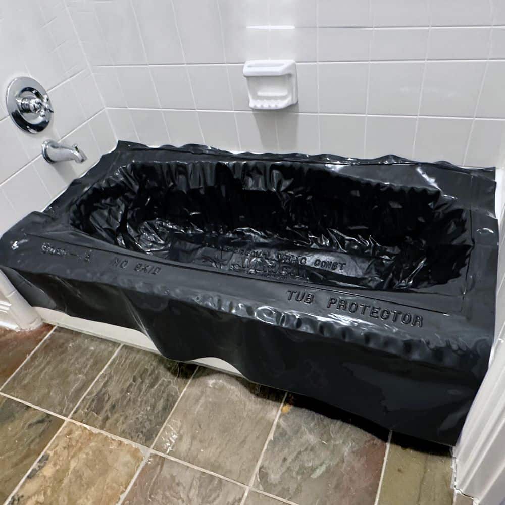 AMERICAN BUILT PRO 60 in. x 30 in. Left or Right-Drain LDPE Plastic Bathtub Protector Reusable and Adjustable Up to 36 in. Wide 16 in. Deep (2)