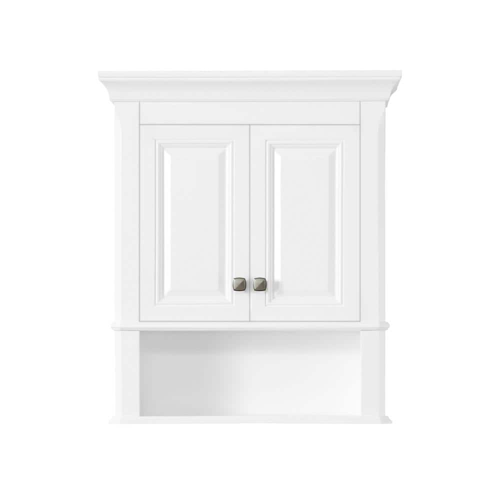 Home Decorators Collection Moorpark 24 in. W x 8 in. D x 28 in. H Bathroom Storage Wall Cabinet in White (2)