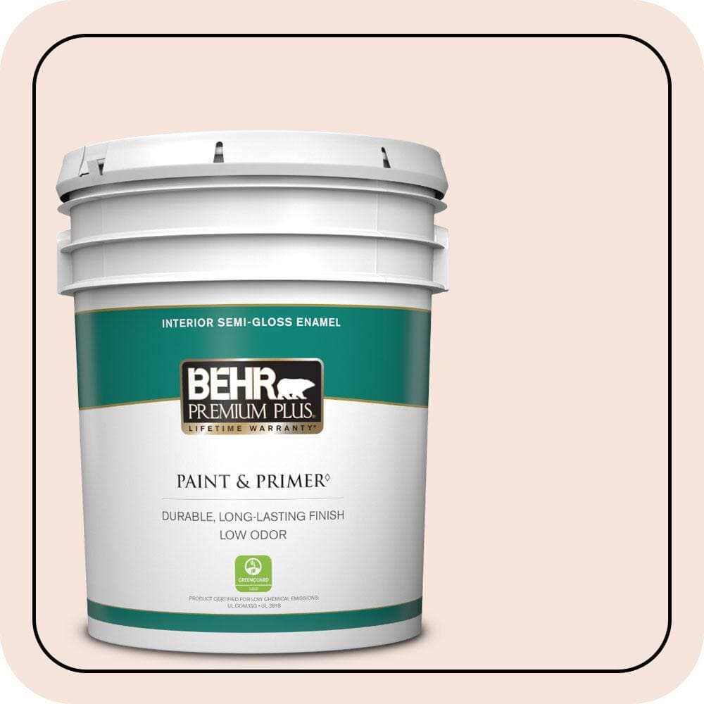 BEHR PREMIUM PLUS 5 gal. #W-D-120 Bleached Shell Semi-Gloss Enamel Low Odor Interior Paint & Primer