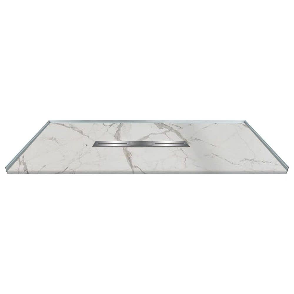 Transolid Trimslate Plus 70.9 in. L 47.5 in. W Alcove Shower Pan Base with Drain (2)
