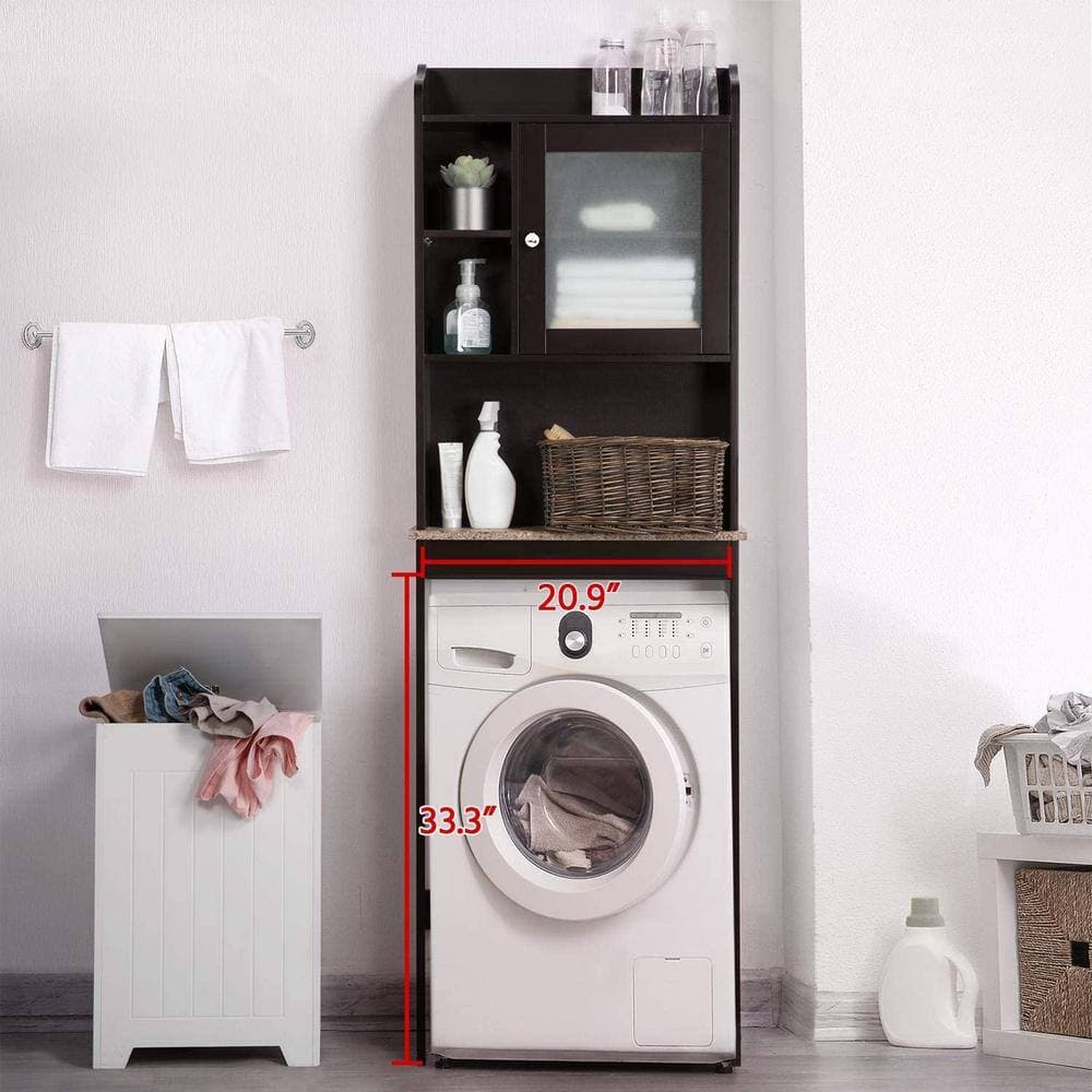 Hooseng Shccout 23.25 in. W x 7.5 in. D x 69 in. H Over-the-Toilet Wall Cabinet in Espresso (3)