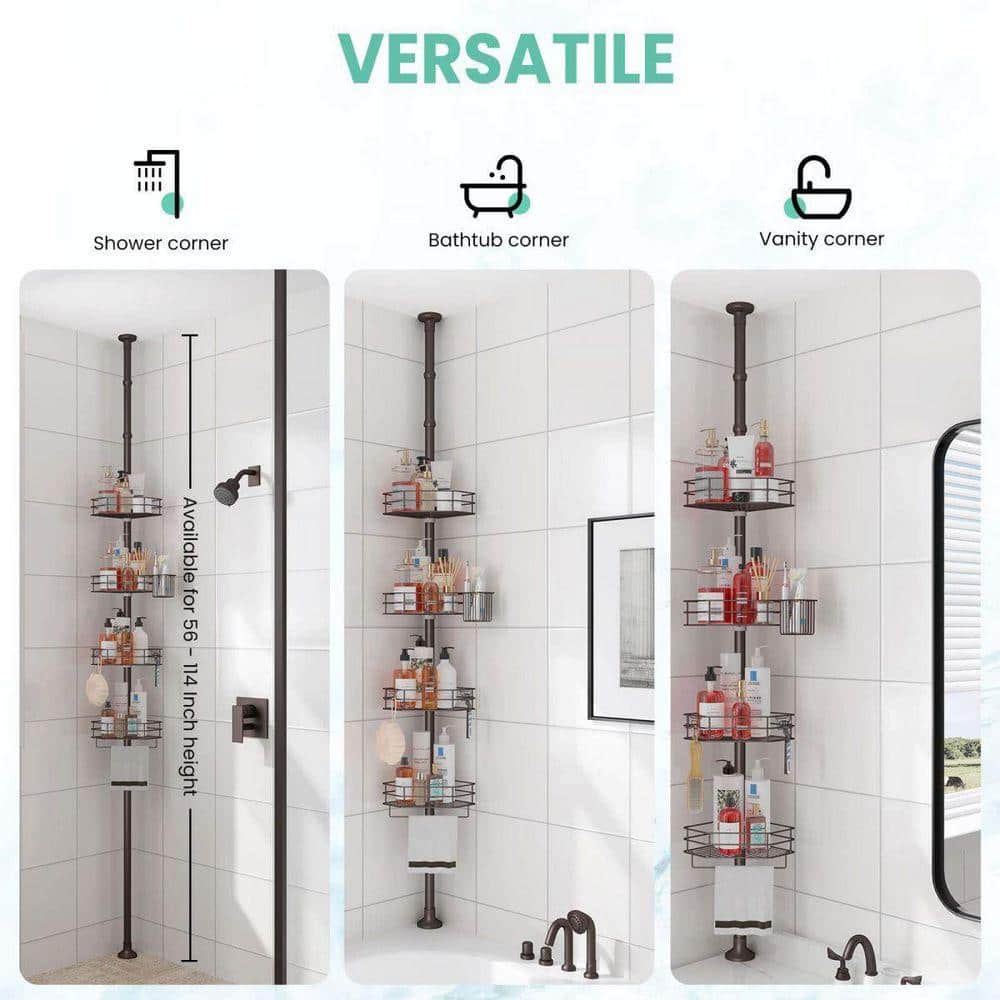 Dracelo Bronze Rustproof Corner Shower Caddy Organizer, 4 Large Baskets for Storage Bathroom Accessories (3)