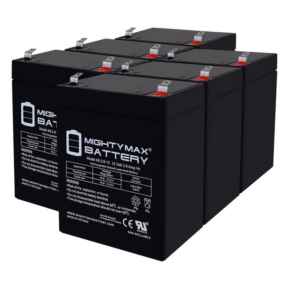 MIGHTY MAX BATTERY 12-Volt 2.9Ah AGM Rechargeable Battery Deep Cycle Medical Equipment Replacement for AGM 61KW80 6-Pack