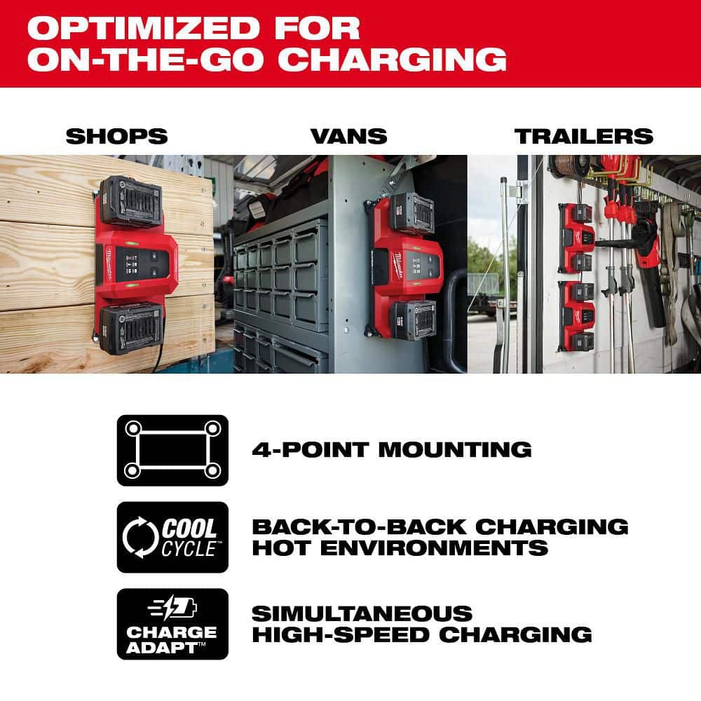Milwaukee M18 18V Dual Bay Simultaneous Super Charger with 4 Point Mounting (3)