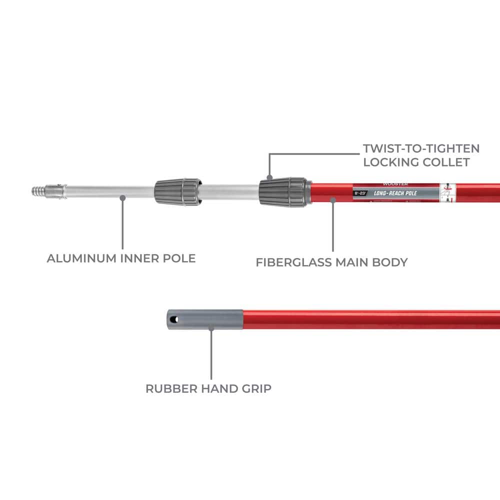 Wooster 8 ft. To 23 ft. Long-Reach Extension Pole (2)