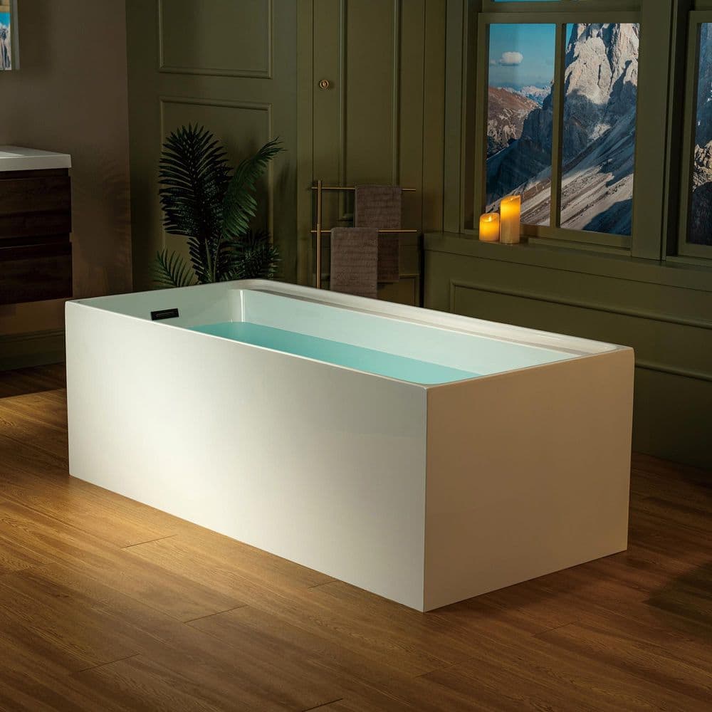 WOODBRIDGE 67 in. x 31.5 in. Soaking Bathtub with Reversible Drain in White with Matte Black (3)