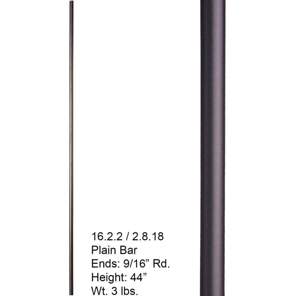 HOUSE OF FORGINGS Round 44 in. x 0.5625 in. Satin Black Plain Round Bar Solid Wrought Iron Baluster (2)