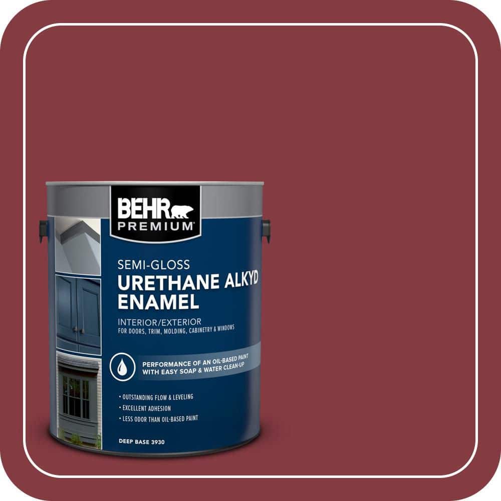 BEHR PREMIUM 1 gal. #M140-7 Dark Crimson Urethane Alkyd Semi-Gloss Enamel Interior/Exterior Paint (1)