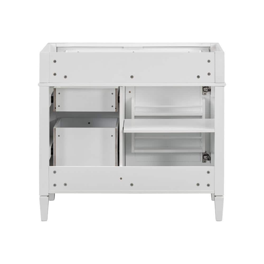 Nestfair 35.74 in. W 17.87 in. D 33 in. H Bath Vanity Cabinet without Top with 2 Drawers and a Tip-out Drawer (4)