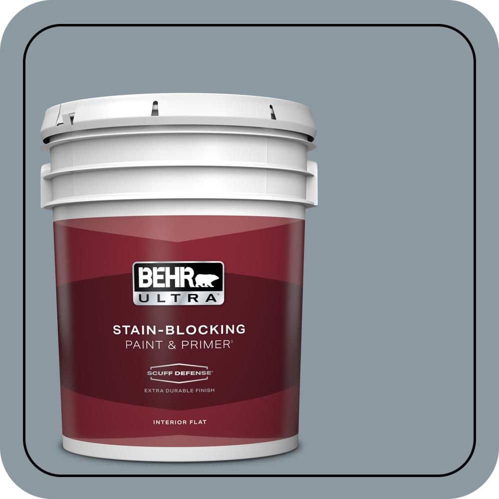 BEHR ULTRA 5 gal. #N490-4 Teton Blue Extra Durable Flat Interior Paint & Primer
