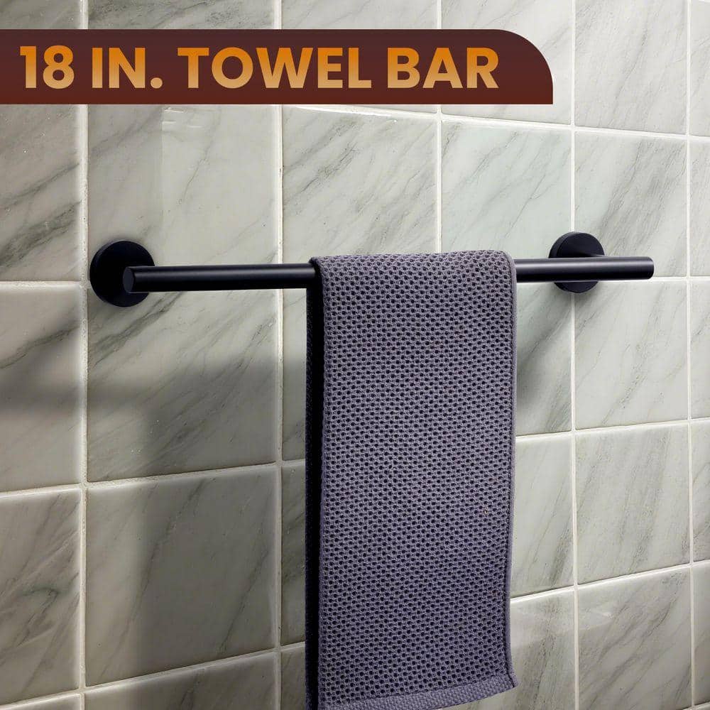 VEVETTA Wall Mounted 6-Piece Bath Hardware Set with Towel Ring, Toilet Paper Holder, Towel hook and Towel Bar (3)
