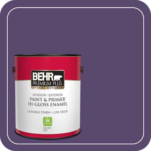 BEHR PREMIUM PLUS 1 gal. #P570-7 Proper Purple Hi-Gloss Enamel Interior/Exterior Paint & Primer (2)