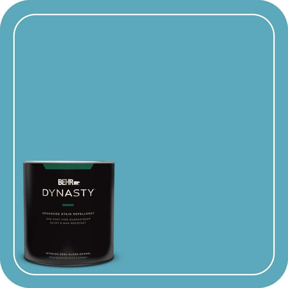 BEHR DYNASTY 1 qt. #T15-11 Sonic Blue Semi-Gloss Enamel Interior Stain-Blocking Paint and Primer