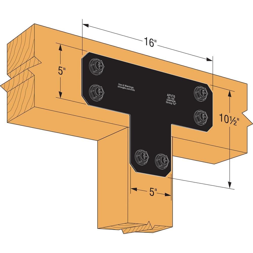 Simpson Strong-Tie Outdoor Accents Avant Collection ZMAX, Black Powder-Coated T Strap for 6x6 Lumber (2)