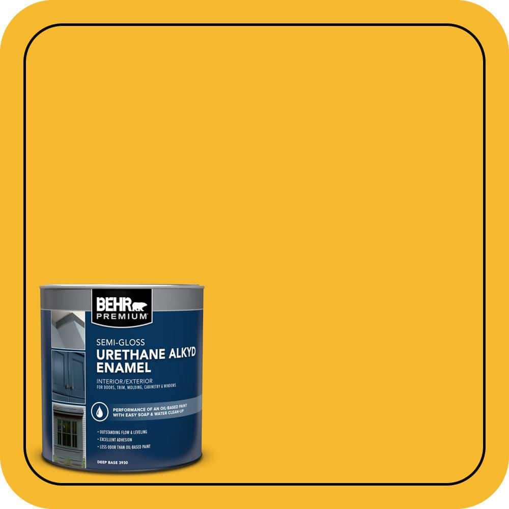 BEHR PREMIUM 1 qt. Home Decorators Collection #HDC-MD-02A Yellow Groove Semi-Gloss Enamel Urethane Alkyd Interior/Exterior Paint (1)