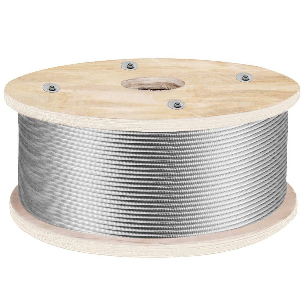 SKYSHALO 316 Stainless Steel Wire Rope, 3/16 in. x 500 ft. 1x19 Strands, 4200 lbs. Breaking Strength for Railings & Clotheslines (1)