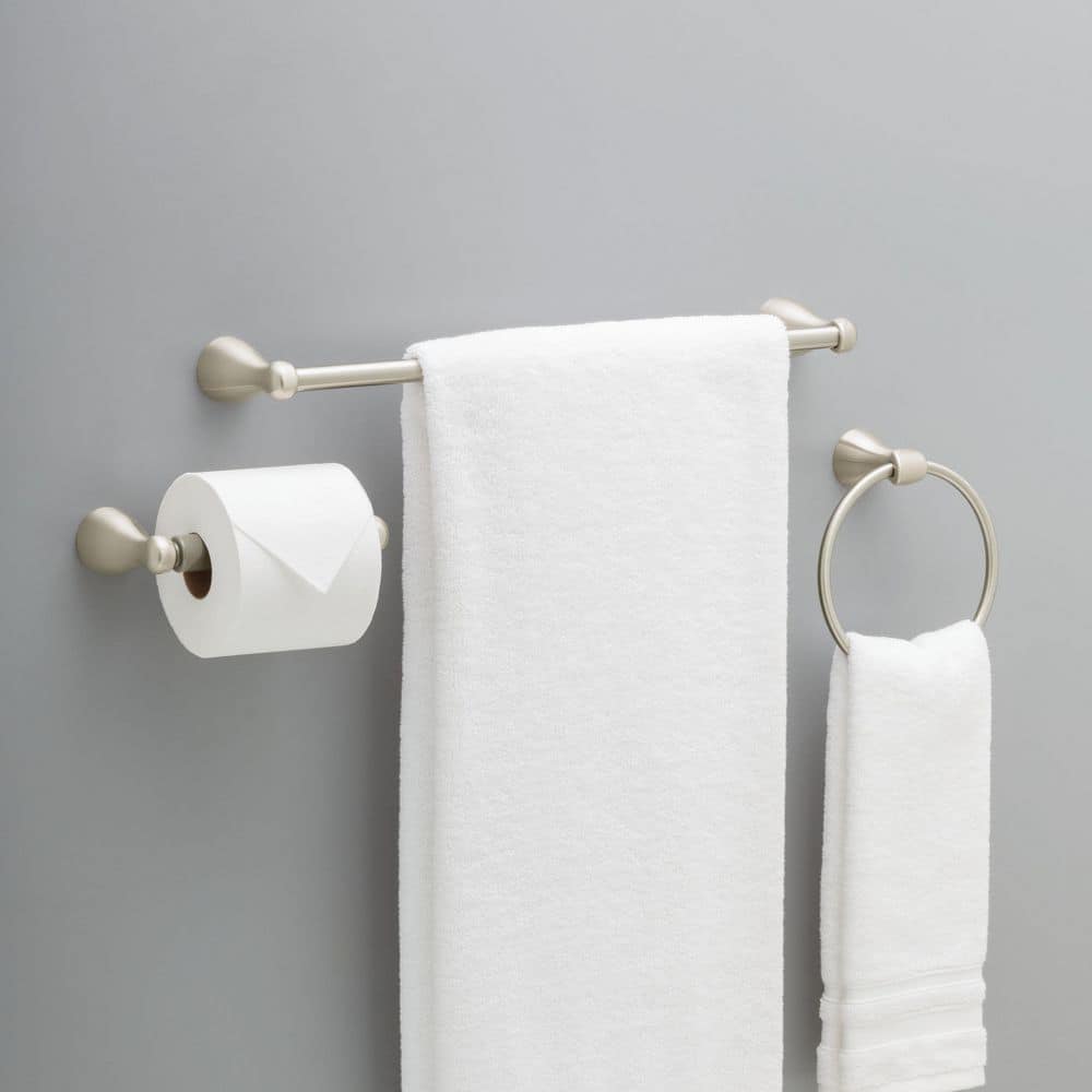 Delta Foundations 3-Piece Bath Hardware Set with Towel Bar, Toilet Paper Holder, Towel Ring (2)