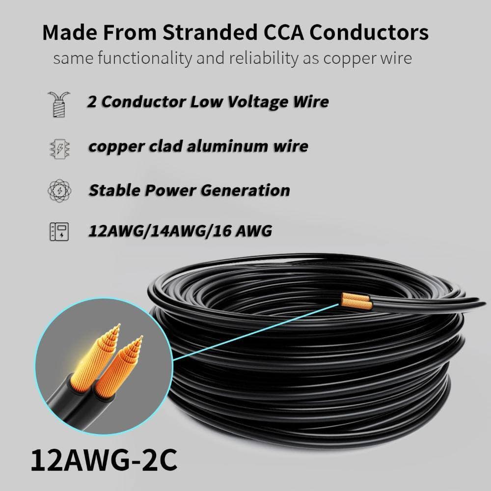 Unbranded 12 AWG 2 Conductor 250 Ft Low Voltage Electrical Wire CCA PVC Flexible Black Cable for LED Lighting Exten (2)