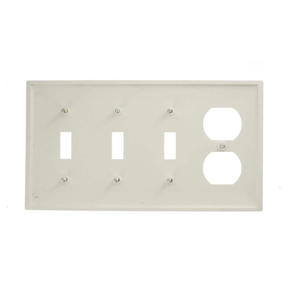 Leviton 4-Gang White 3-Toggle / 1-Duplex Outlet/Receptacle Nylon Standard Wall Plate (1-Pack) 80743-W (2)