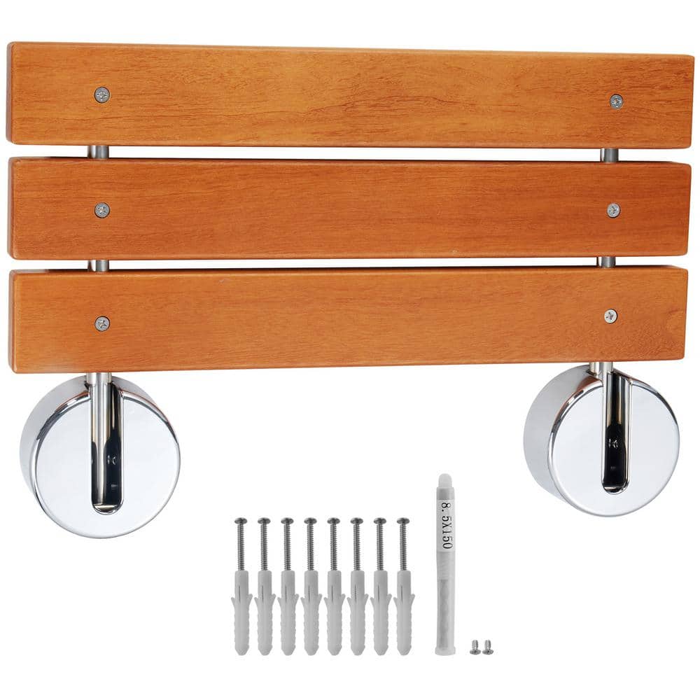 SVOPES Folding Teak Shower Seat, 20.1 in. x 13.2 in. Wall-Mounted Bench, 440 lbs. Capacity, Space-Saving Fold-Down Chair