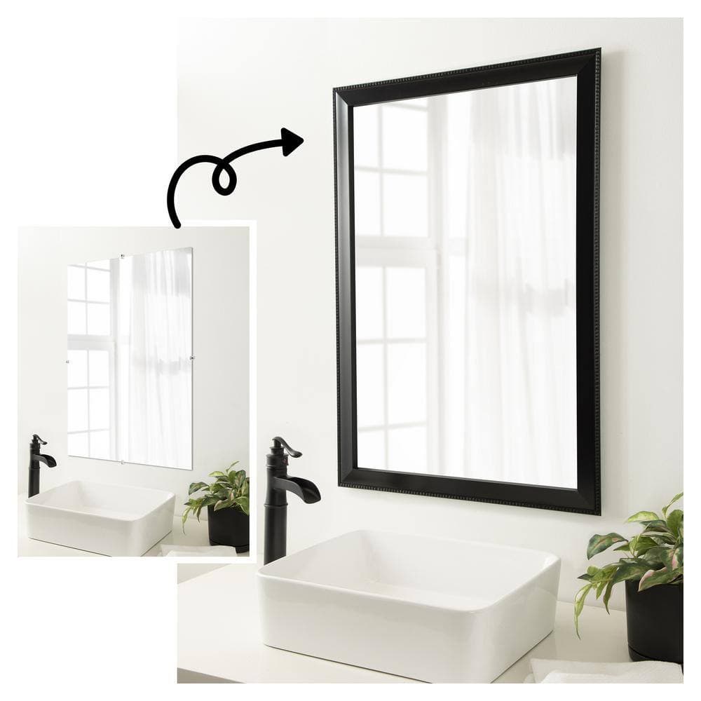 Amanti Art Mirror Makeover Avon Black 23.25 in. W x 31.25 in. H Bathroom Mirror Frame Border Kit-Fits a 22x30 mirror (2)