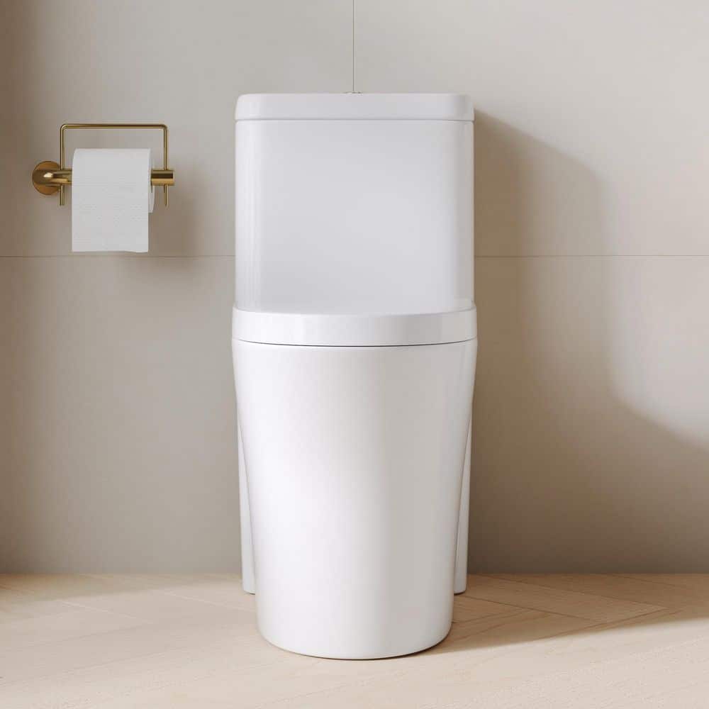 DEERVALLEY 1-Piece 1.1/1.6 GPF Dual Flush 12 in. Rough in Elongated Toilet Fully Skirted in White, Soft close Seat Included (2)