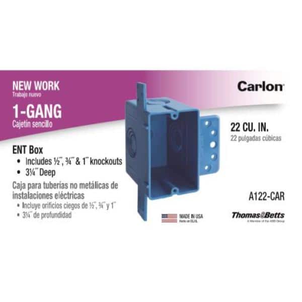 Carlon 1-Gang 22 cu. in. Electrical PVC New Work ENT Electrical Box (A122-CAR) (3)