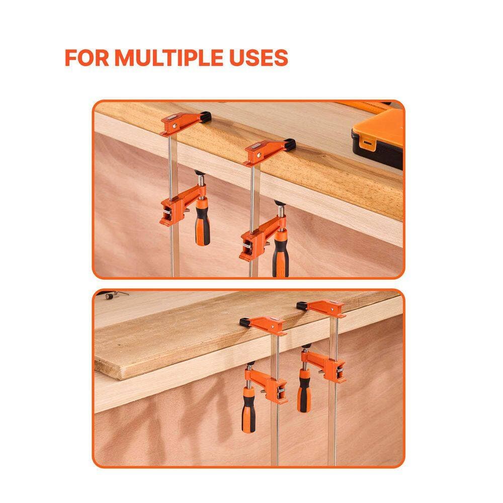 SKYSHALO Bar Clamps for Woodworking, 24 in. Opening, Lockable F-Clamp Set, (2-Piece), 600 lbs. Load Limit, 2-1/2 in. Depth (2)