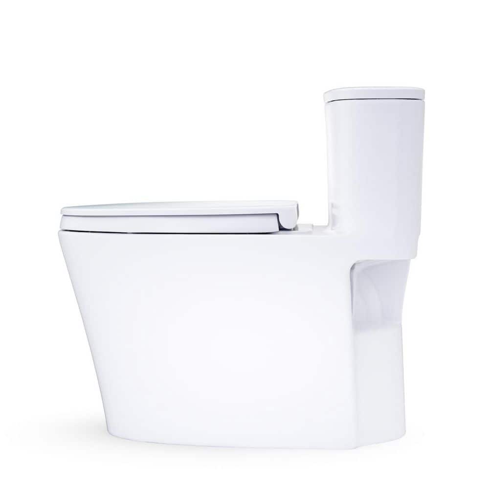 TOTO Aurora 12 in. Rough In One-Piece 1.28 GPF Single Flush Elongated Toilet with CEFIONTECT in Cotton White, Seat Included (3)