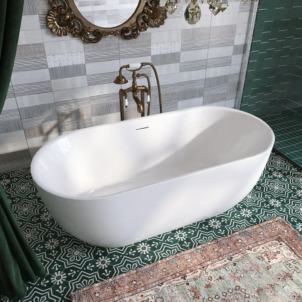 Keayeng 67 in. x 31.5 in. Acrylic Freestanding Flatbottom Soaking Bathtub in White (3)