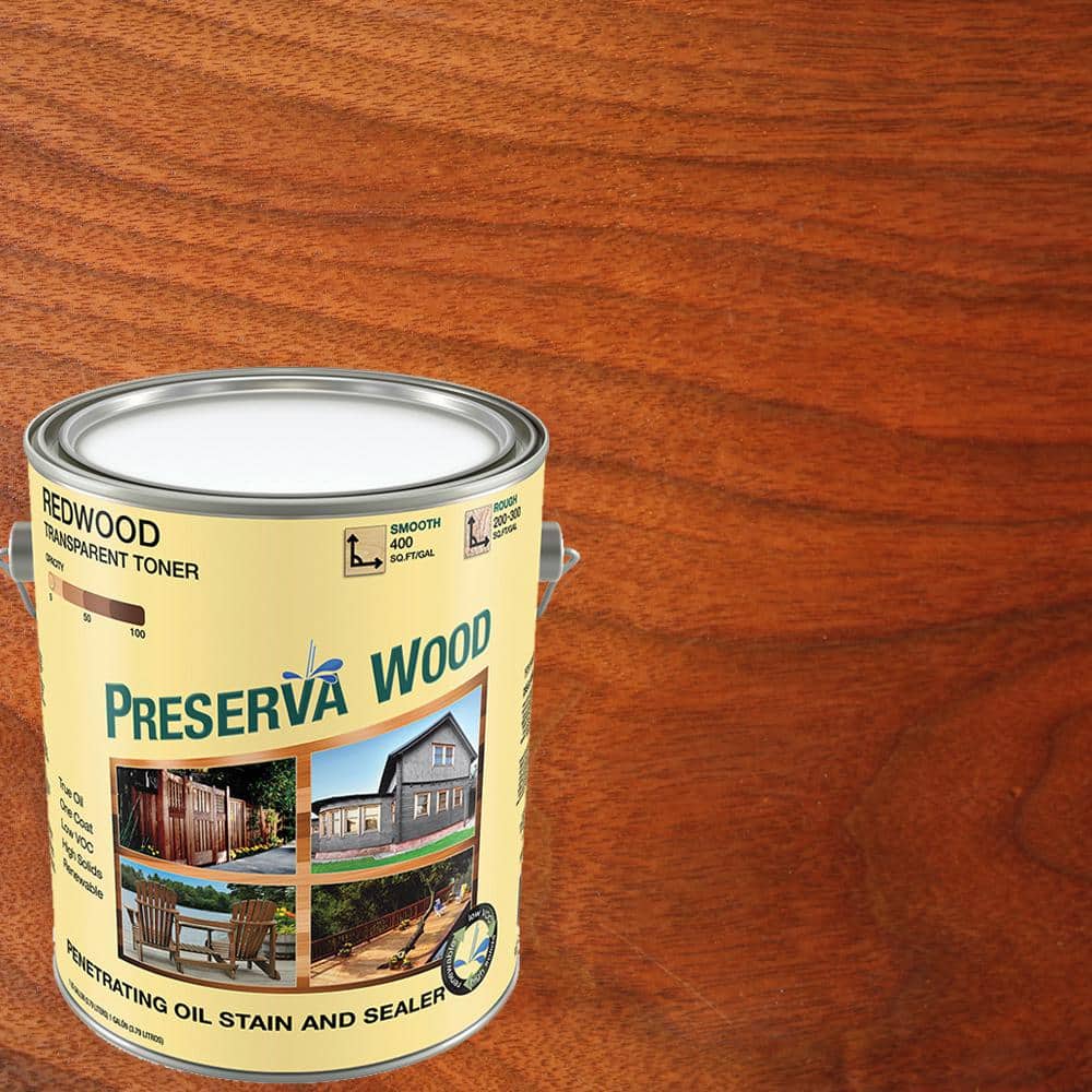 Preserva Wood 1 gal. Oil-Based Redwood Penetrating Exterior Stain and Sealer (1)