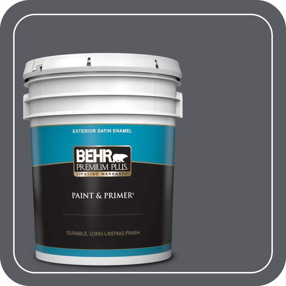 BEHR PREMIUM PLUS 5 gal. #PPU18-02 Pencil Point Satin Enamel Exterior Paint & Primer (1)