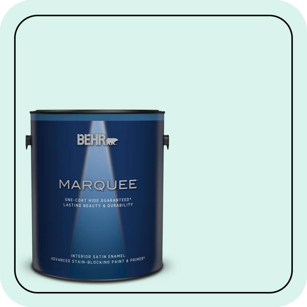 BEHR MARQUEE 1 gal. #480A-1 Minted Ice Satin Enamel Interior Paint & Primer