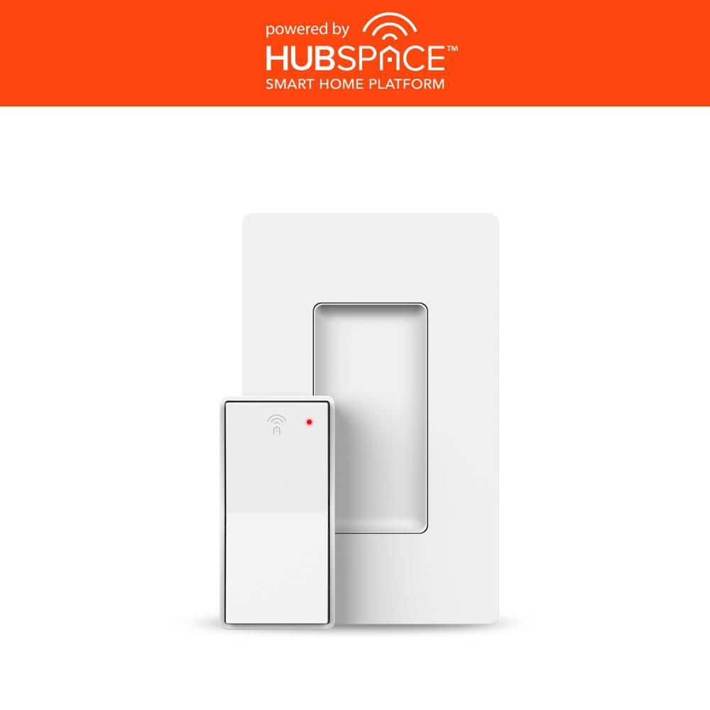 Commercial Electric Smart Remote Rocker Switch with Bluetooth, No-Hub Required, Battery Powered, White (1-Pack), Powered by Hubspace (1)