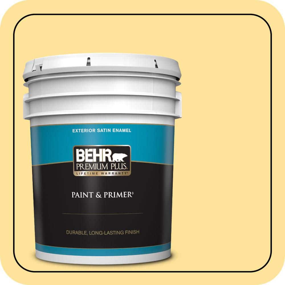 BEHR PREMIUM PLUS 5 gal. #P290-3 Roasted Corn Satin Enamel Exterior Paint & Primer
