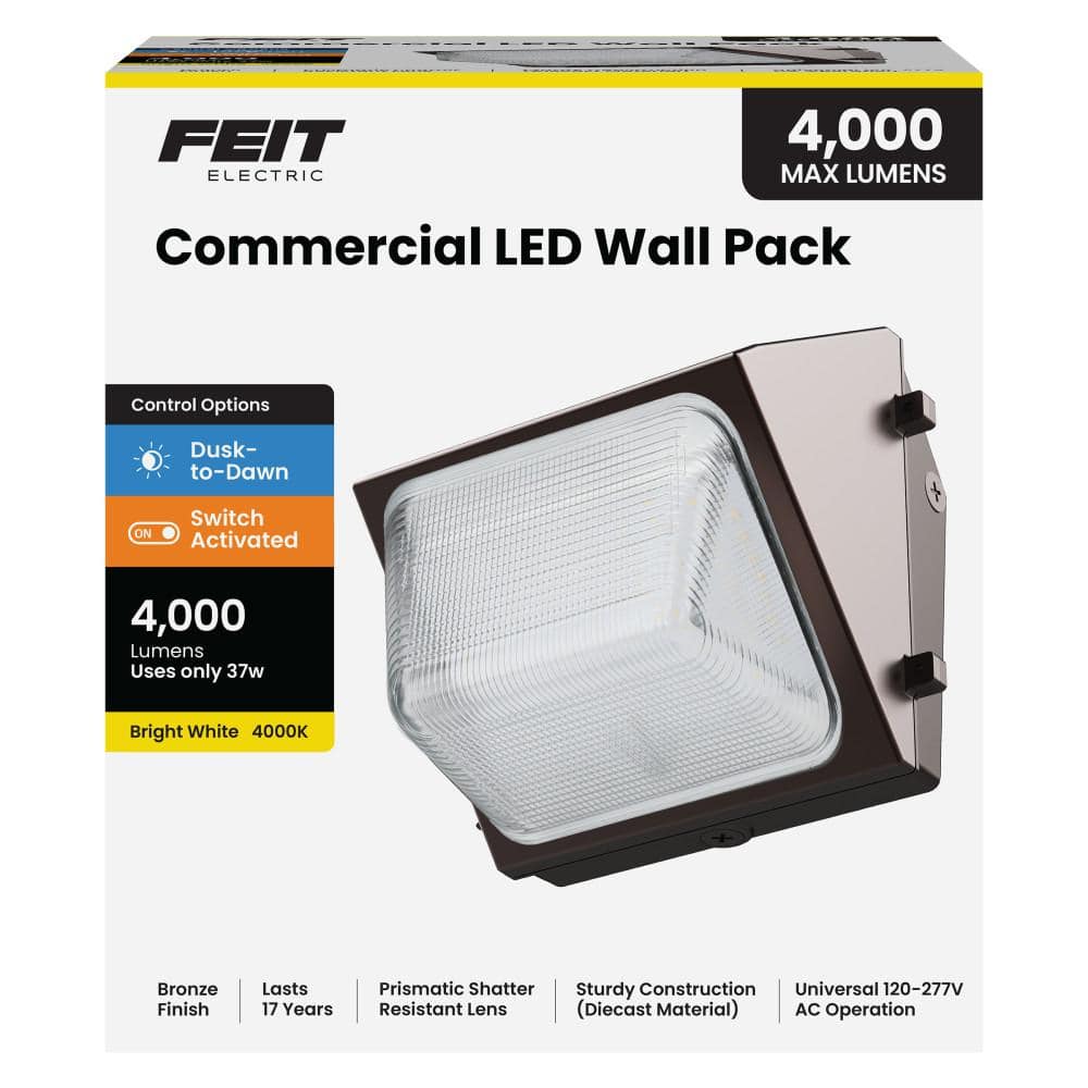 Feit Electric 4000 Lumen Integrated LED Bronze Dusk to Dawn  Commercial Wall Pack Light, 4000K (4)