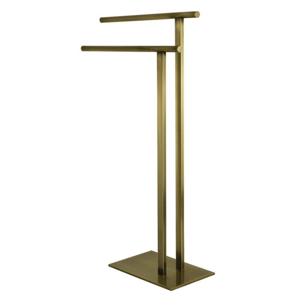 Kingston Brass Edenscape 2-Bar Freestanding Towel Rack in Antique Brass (1)