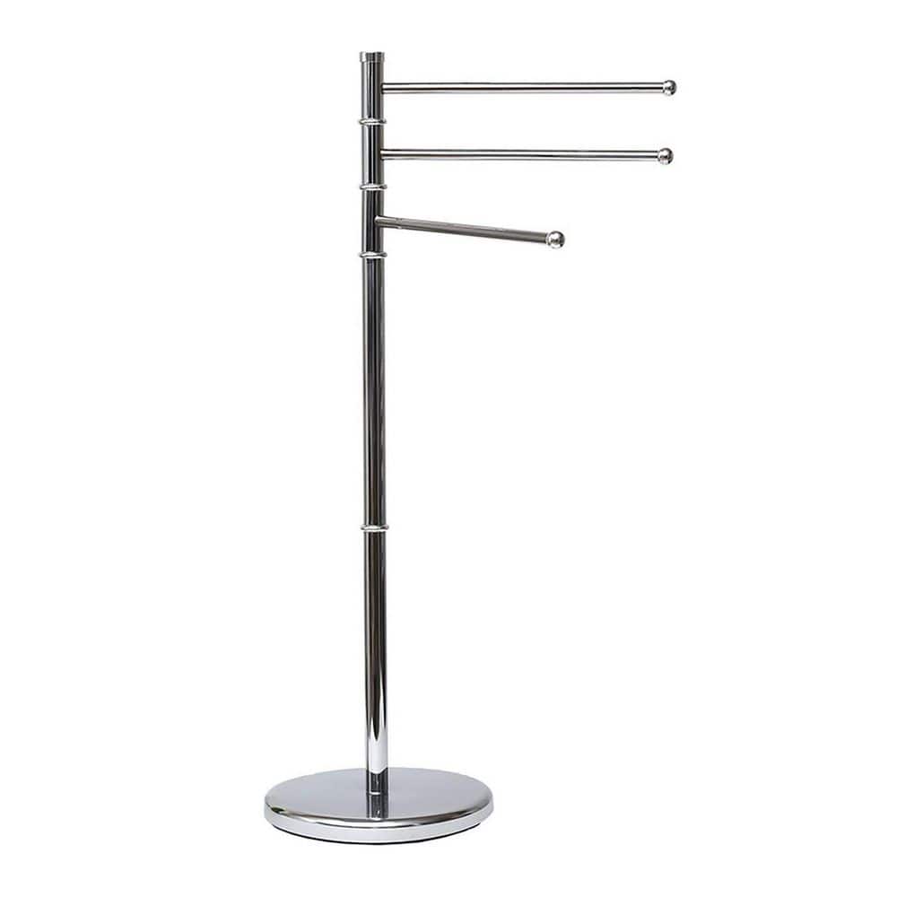 EVIDECO French home goods 3-Bar Freestanding Towel Rack Swivel Arms in Stainless Metal Chrome (1)