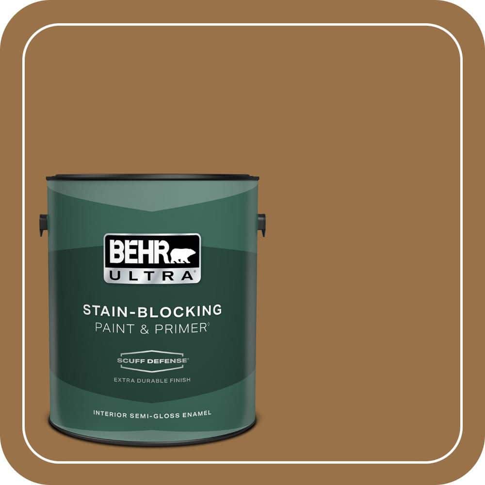 BEHR ULTRA 1 gal. #PPU4-17 Olympic Bronze Extra Durable Semi-Gloss Enamel Interior Paint & Primer