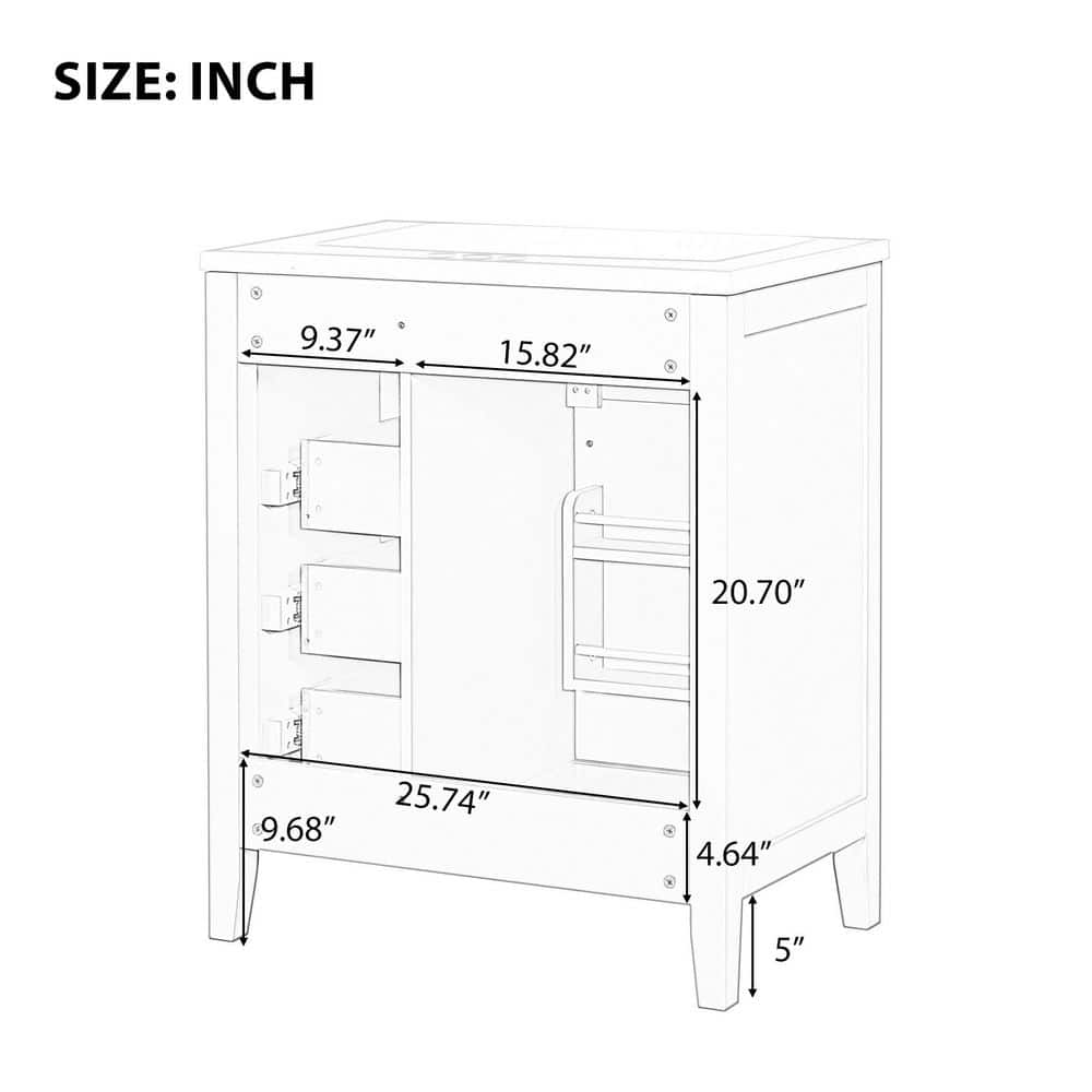 Noble House Gavin 29.52 in. W 17.71 in. D Bath Vanity Cabinet without Top Including Drawers and Door Shelf (4)