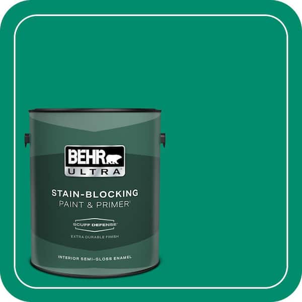 BEHR ULTRA 1 gal. #S-G-470 Festive Green Extra Durable Semi-Gloss Enamel Interior Paint & Primer (2)