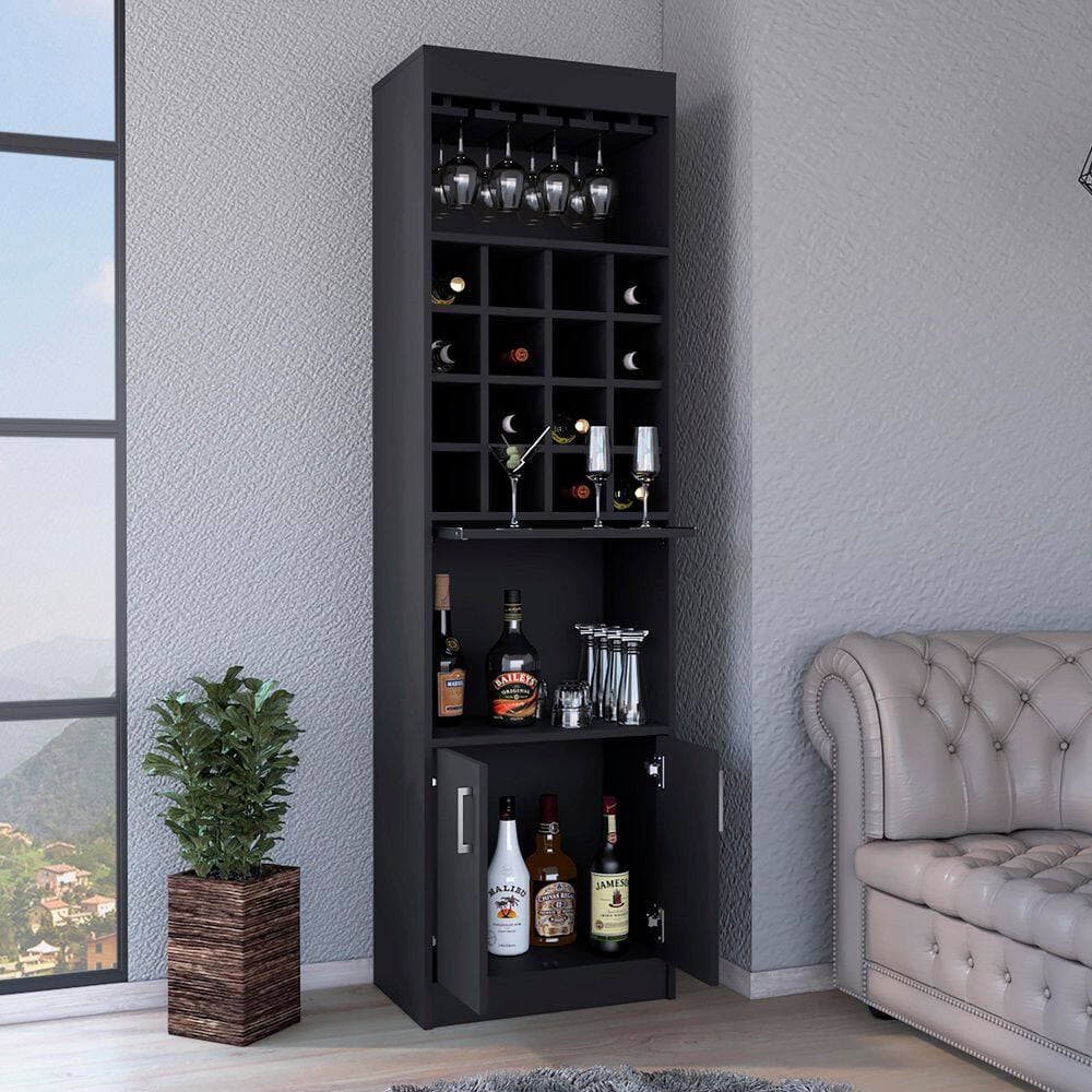Tahanbath 13.30 in. W x 20 in. D x 71.10 in. H Black Particle Board Freestanding Linen Cabinet w/2-Shelves in Black (2)