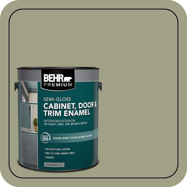 BEHR PREMIUM 1 gal. #AE-35 Shaded Moss Semi-Gloss Enamel Interior/Exterior Cabinet, Door & Trim Paint (2)