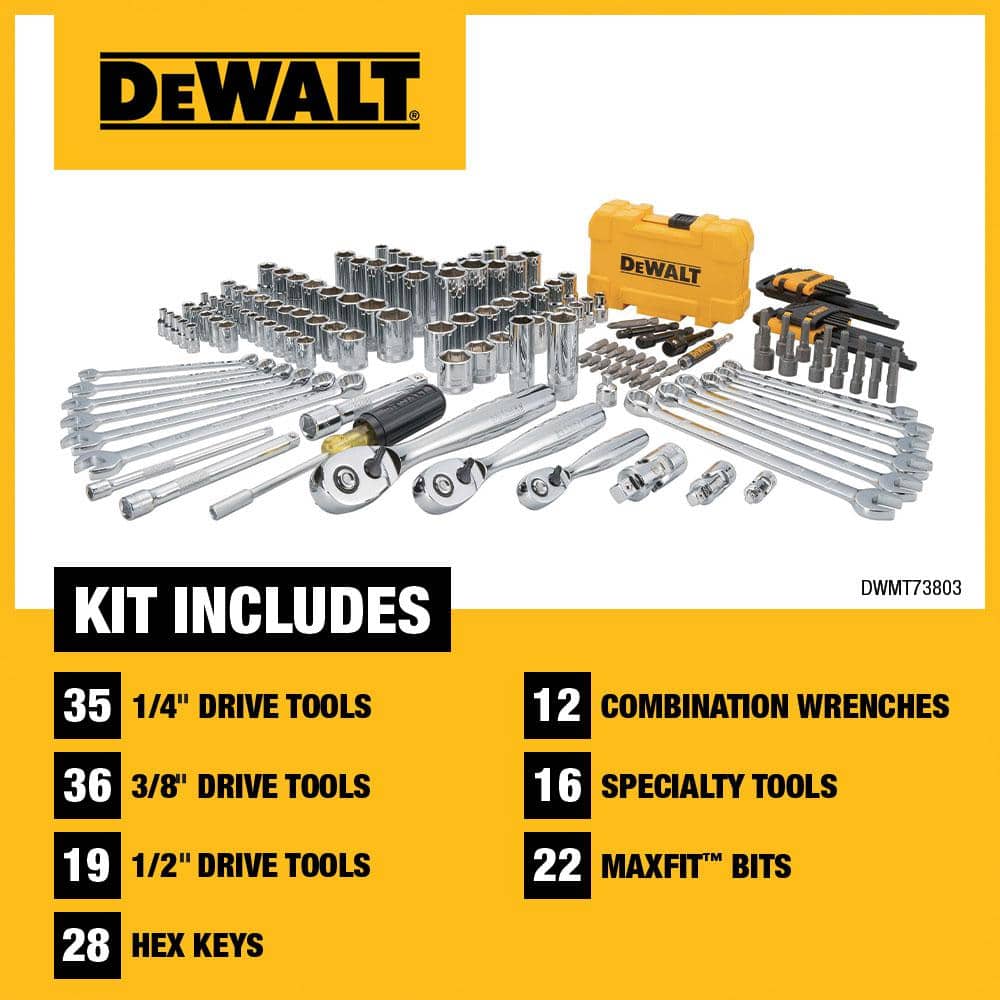 DEWALT 1/4 in., 3/8 in. and ½ in. Drive Polished Chrome Mechanics Tool Set (168-Piece) (2)