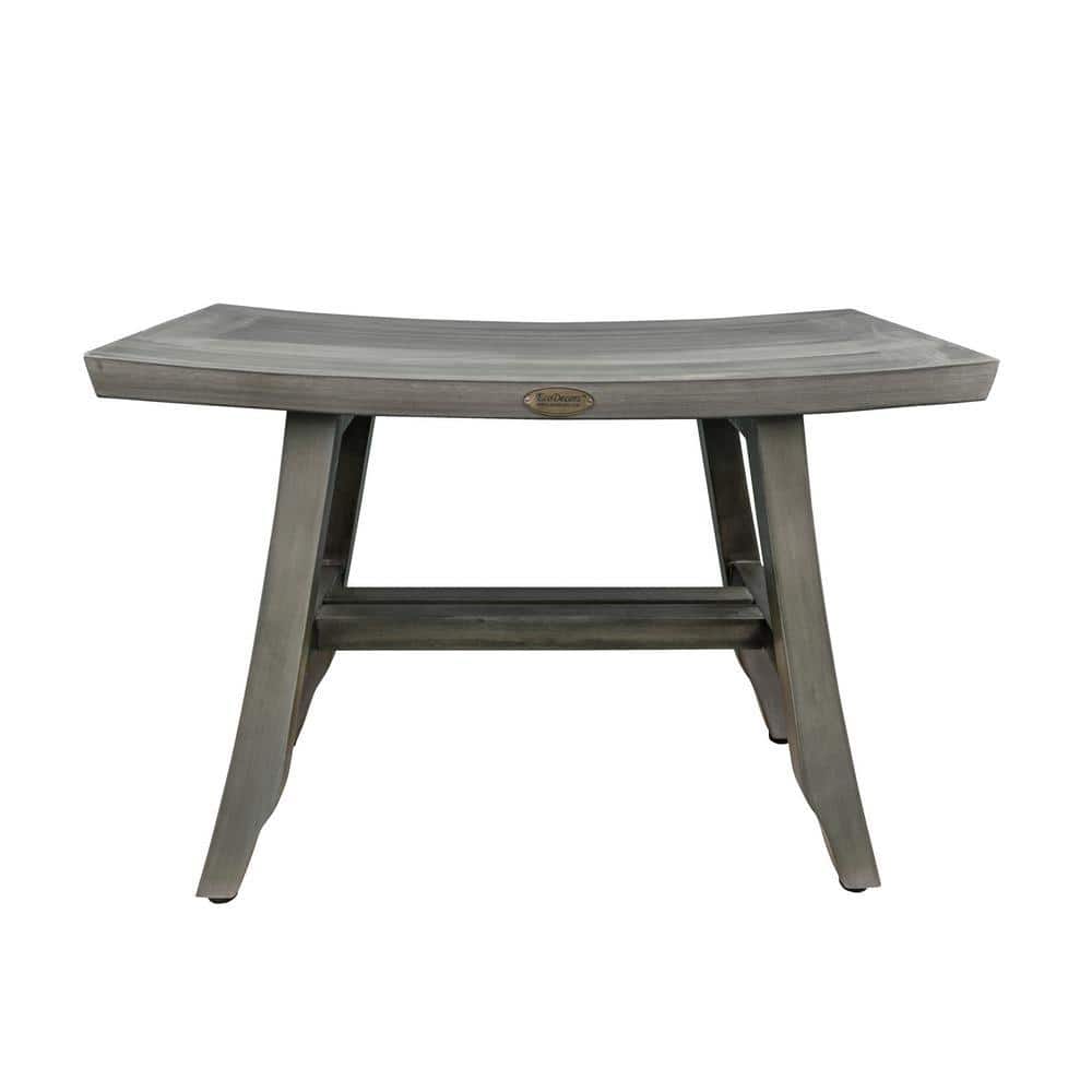 Coastal Vogue Satori 24 in. W x 12 in. D Teak Adjustable Shower Seat in Gray (2)